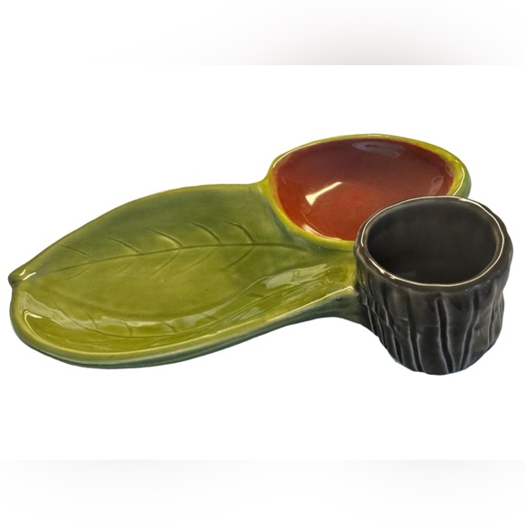 Elgen Arts Uncommon Goods Ceramic Leaf Design Olive Style Serving Dish - Picture 4 of 7
